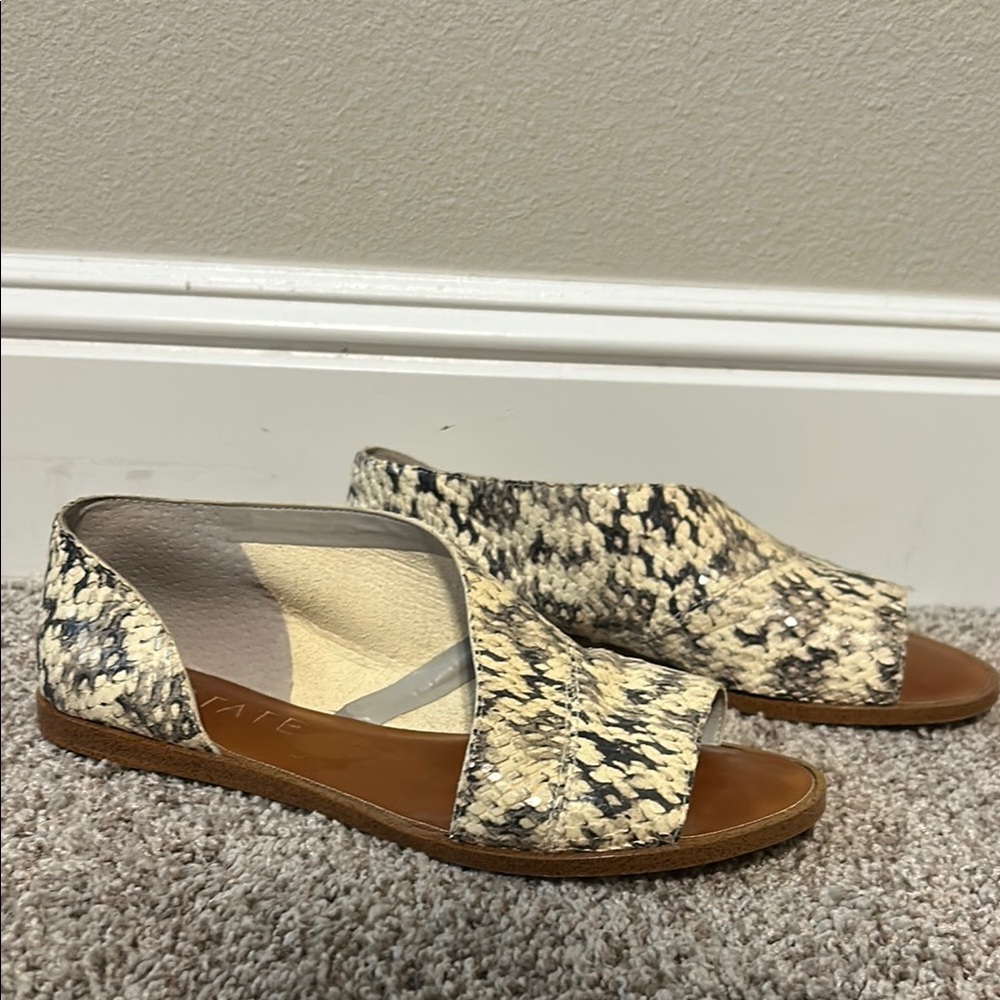 Women's Snakeskin Open-Toe Flats